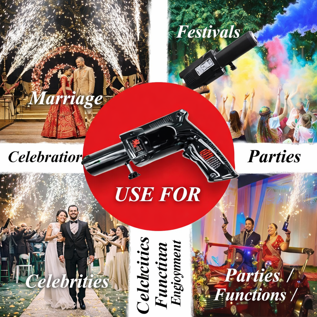 Cold Pyro Gun for Party or Wedding Celebration Diwali Gun (Black)
